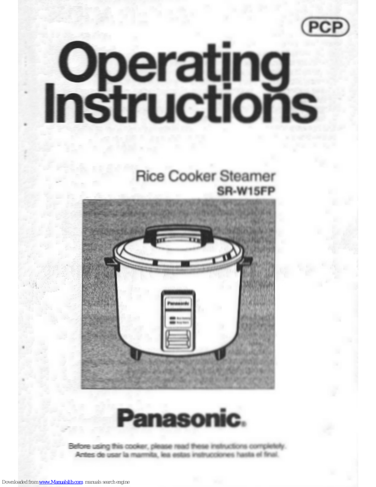 Panasonic SRW15FPW - RICE COOKER-LOW User Manual