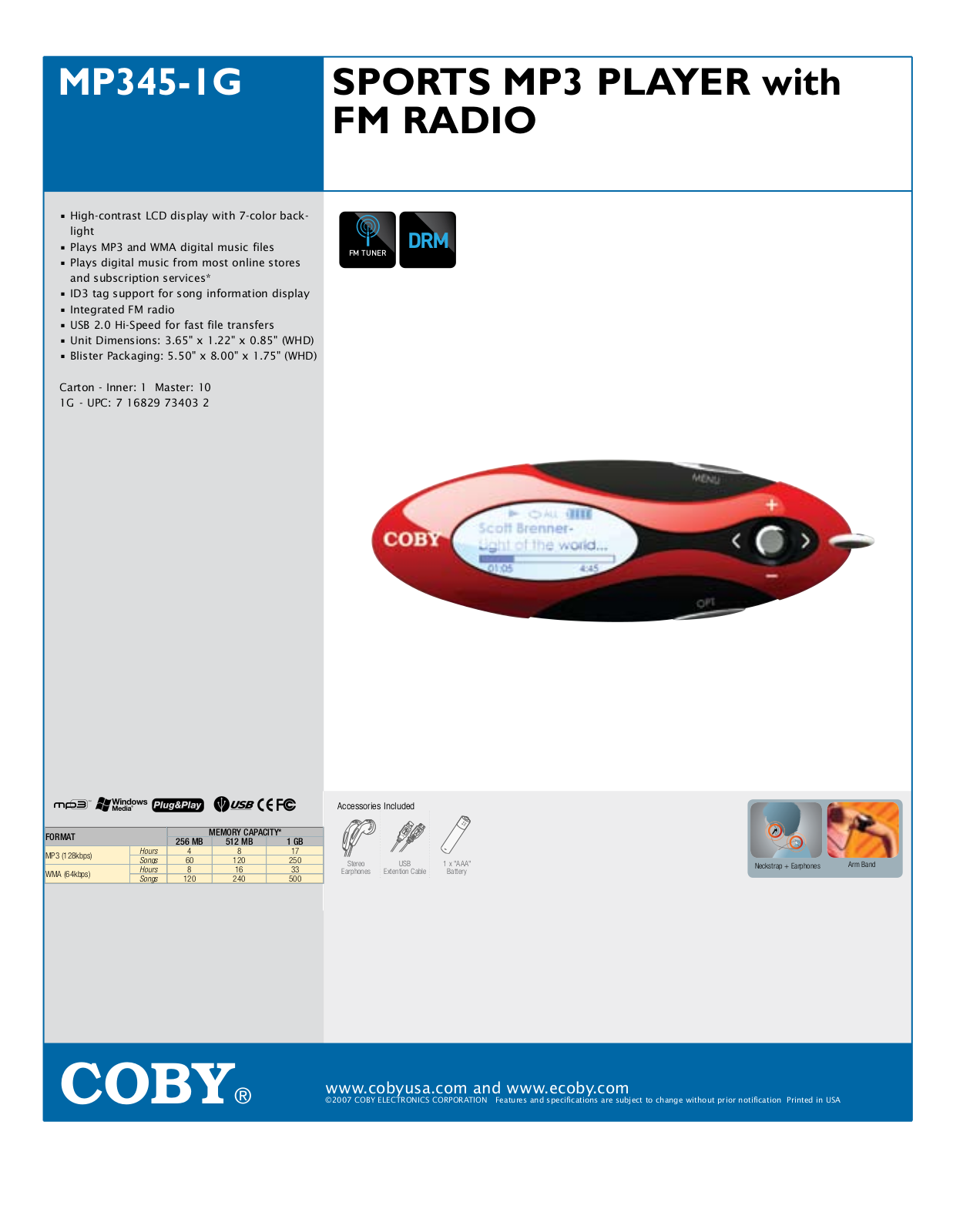 COBY electronic MP345-IG User Manual