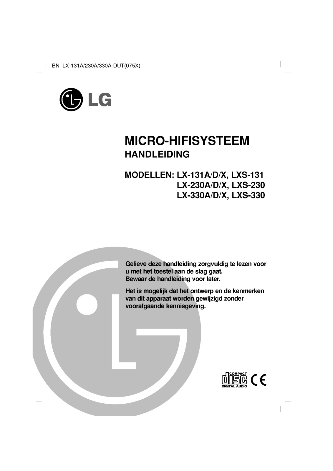 Lg LX-330A, LX-330D, LX-330X, LXS-330, LX-230A user Manual