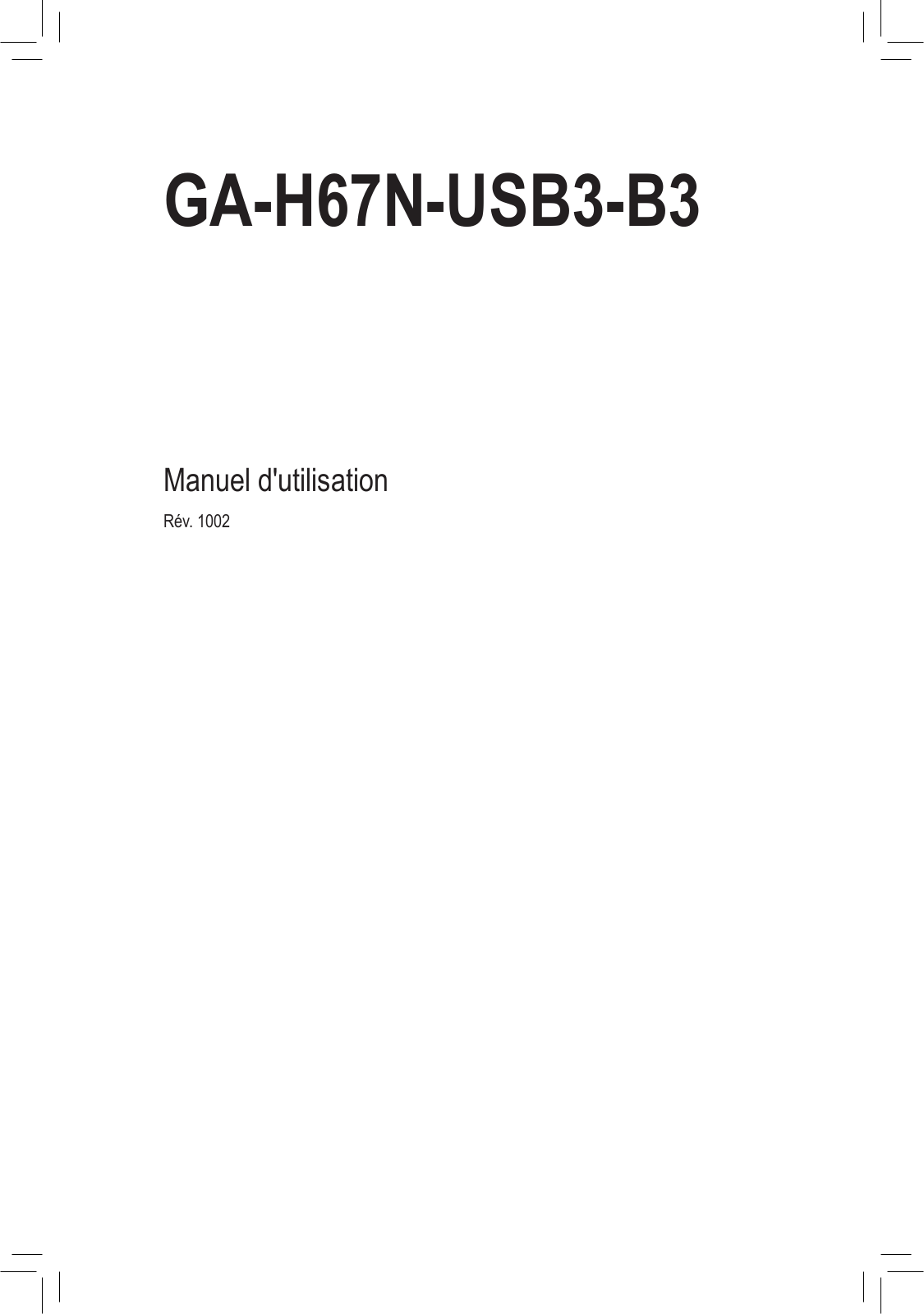 GIGABYTE GA-H67N-USB3-B3 User Manual