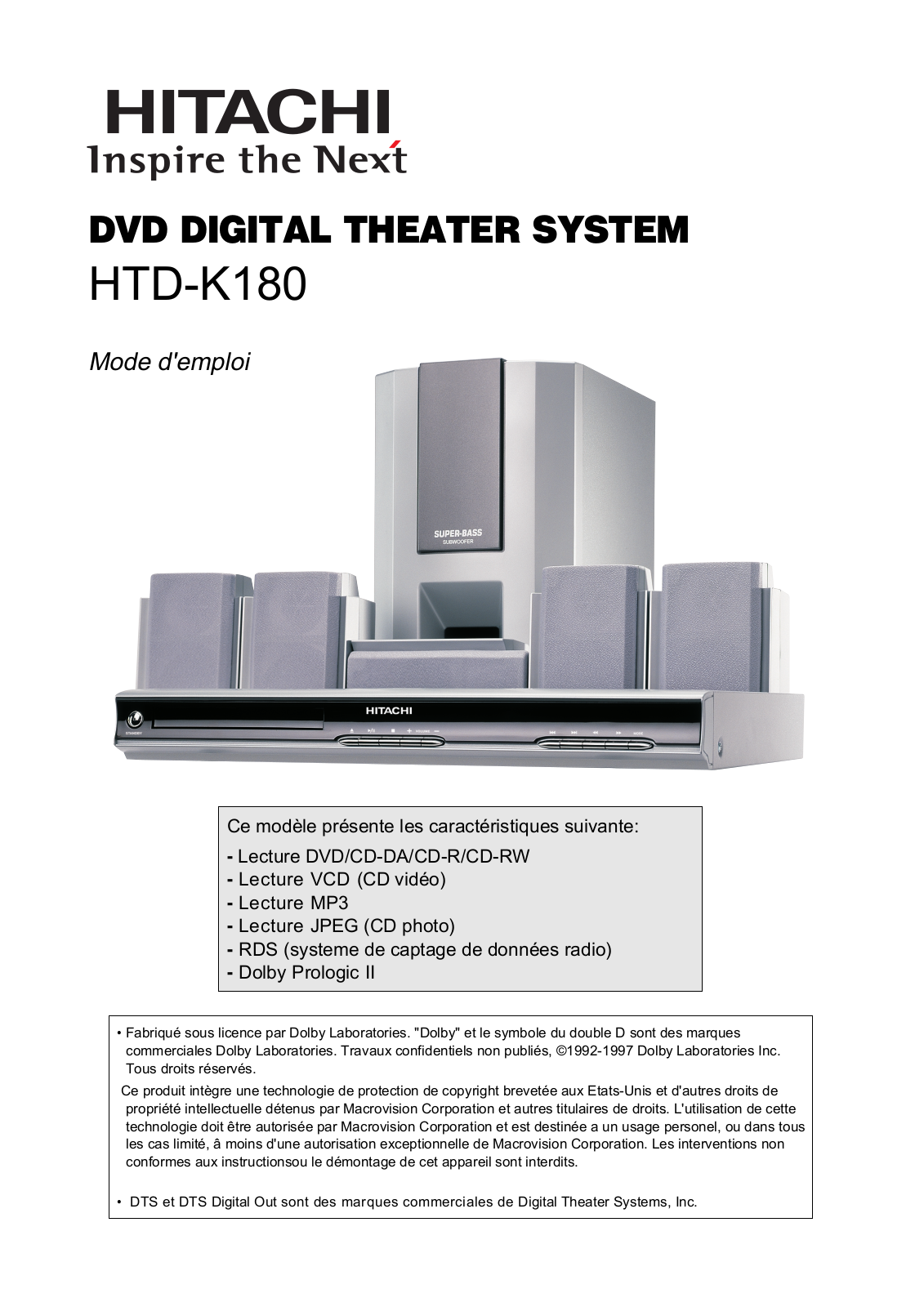 HITACHI HTD-K180E User Manual