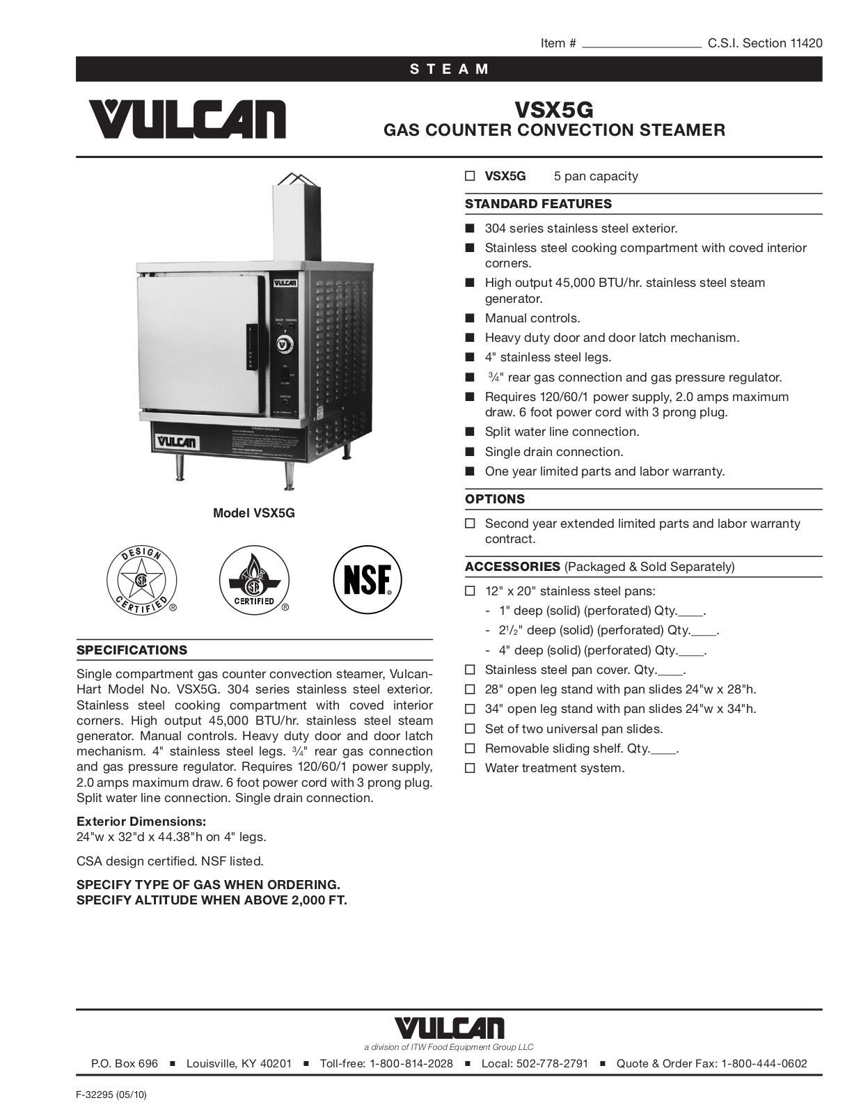 Vulcan VSX5G User Manual