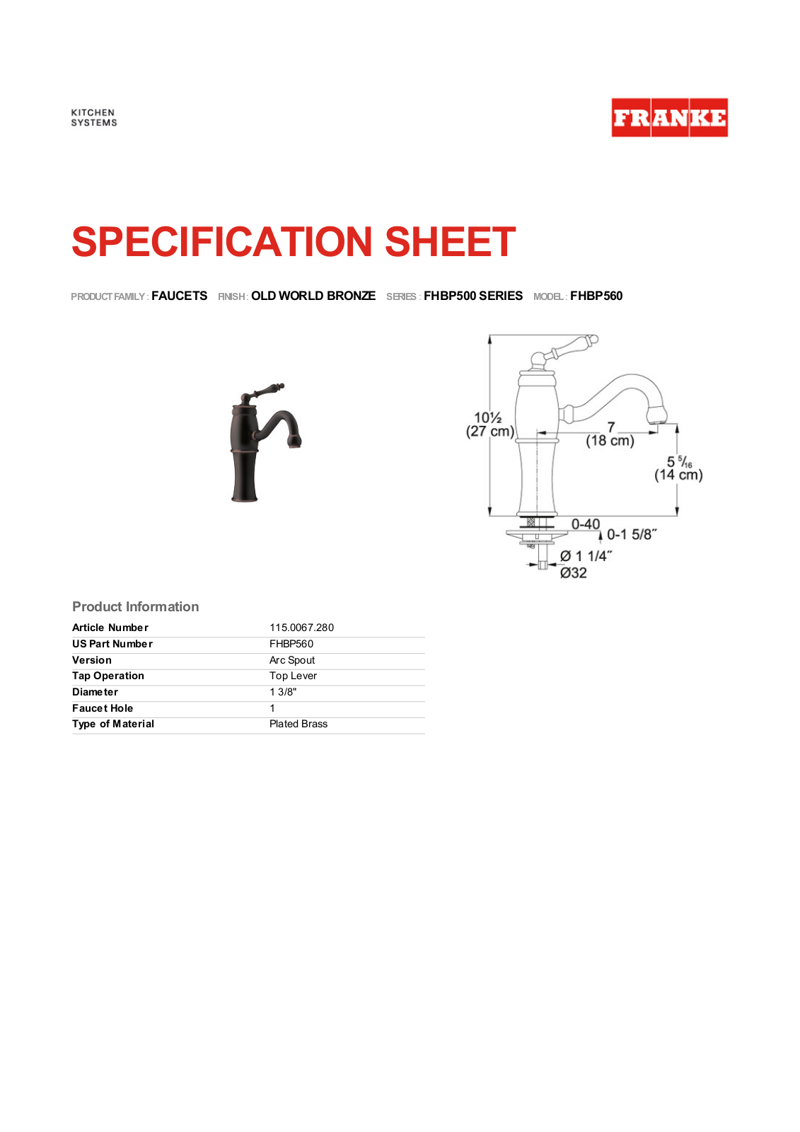 Franke Foodservice FHBP560 User Manual