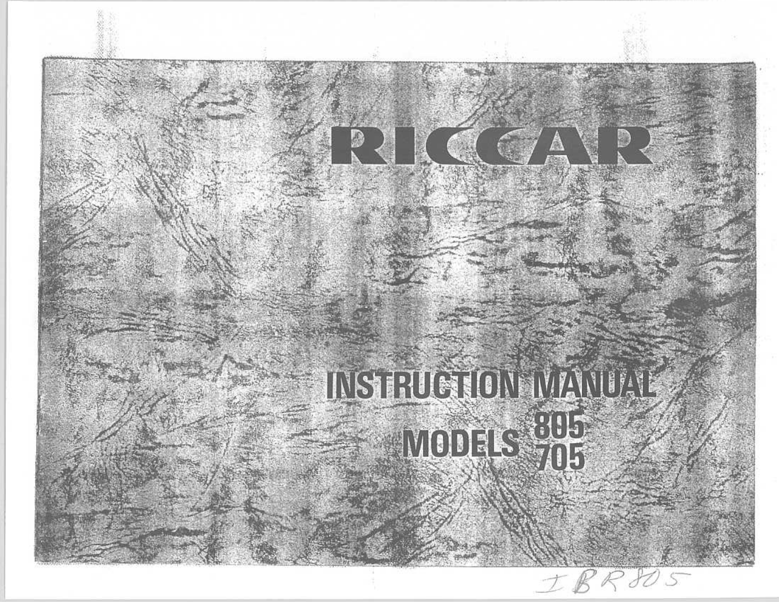 RICCAR 805 Instruction Manual