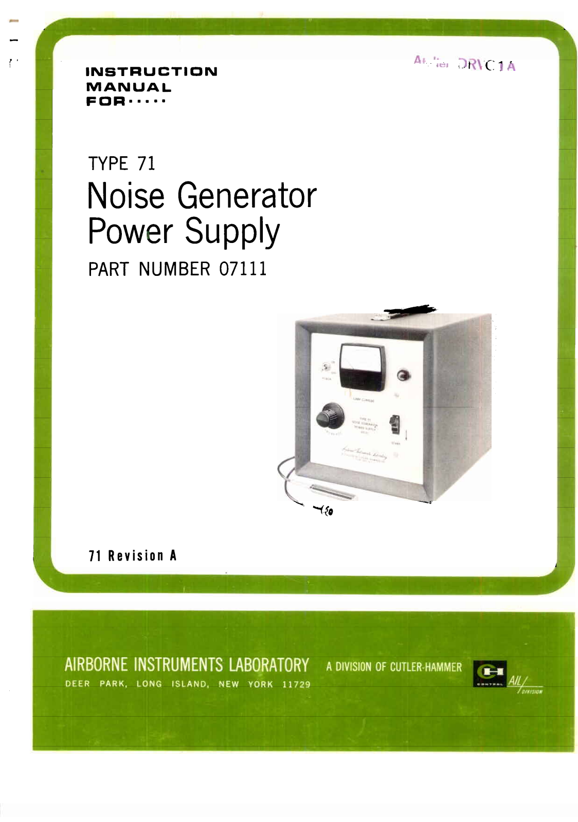 Airborne Instruments Laboratory 07011 Instruction Manual