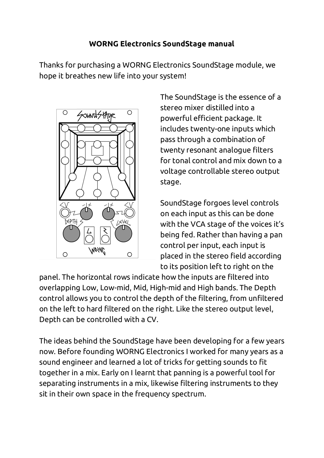 WORNG Electronics SoundStage User Manual