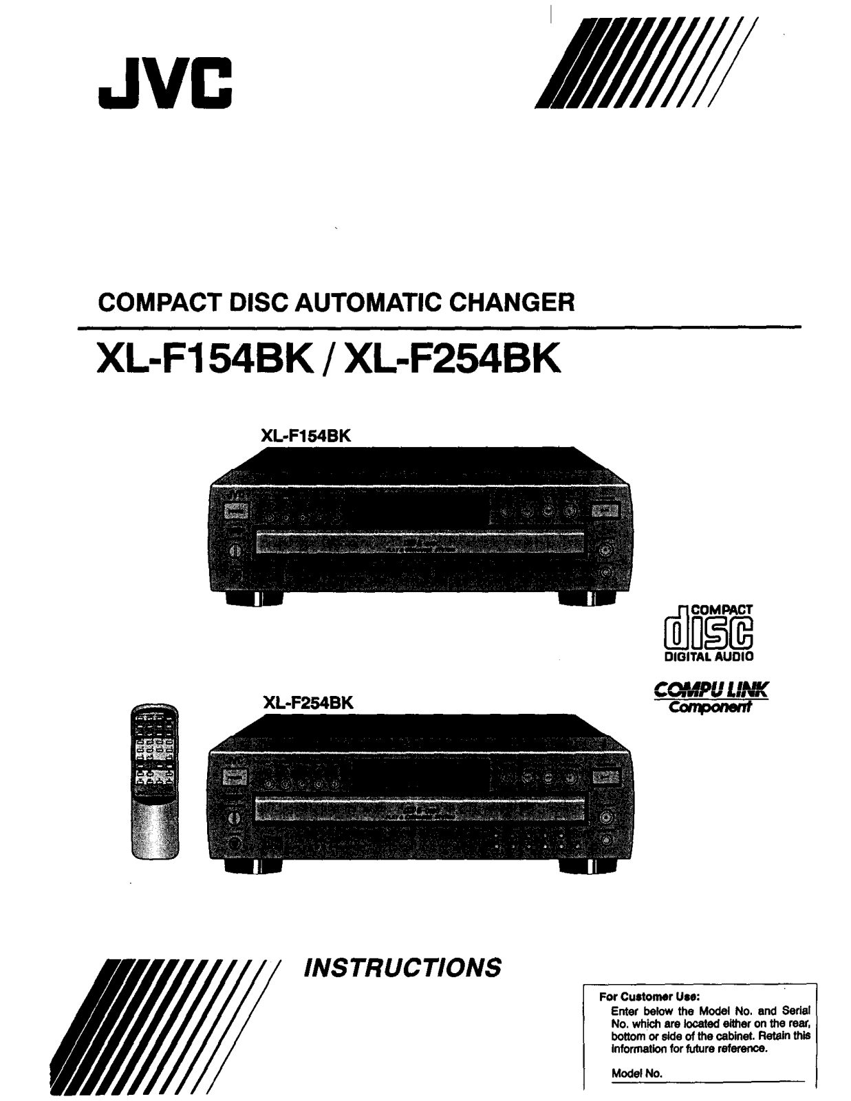 JVC XL-F254BK, XL-F154BK Owner’s Manual