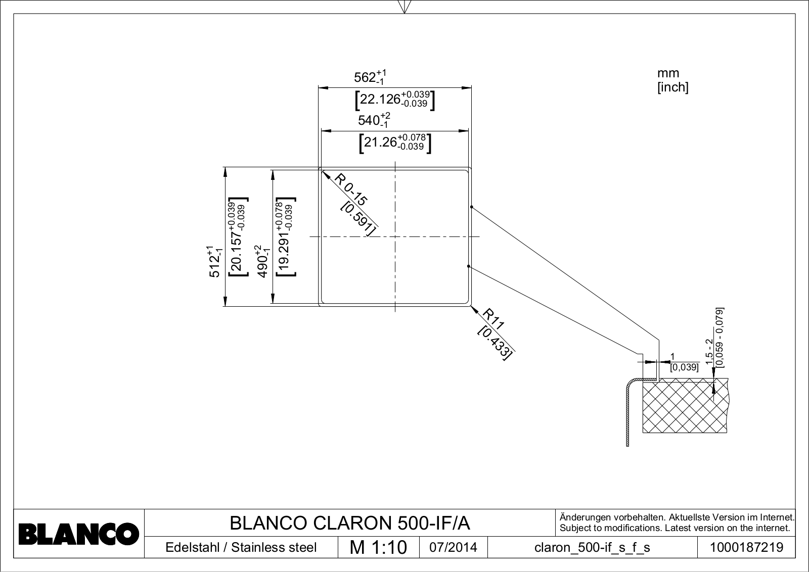 Blanco CLARON 500-IF/A User guide