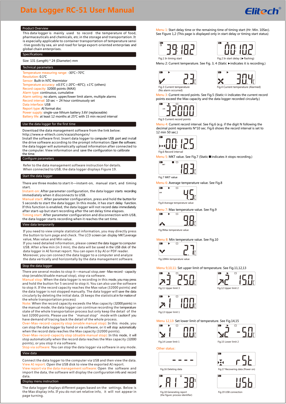 Elitech RC-51 User Manual