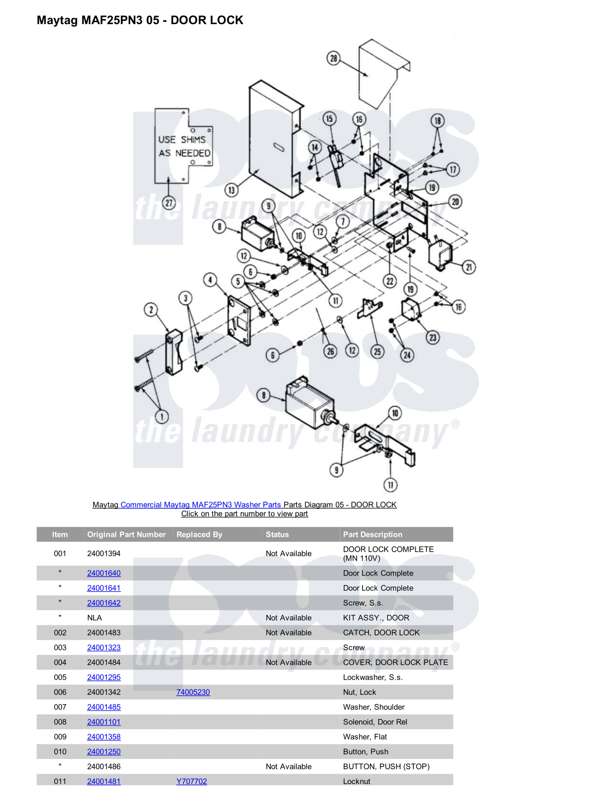 Maytag MAF25PN3 Parts Diagram