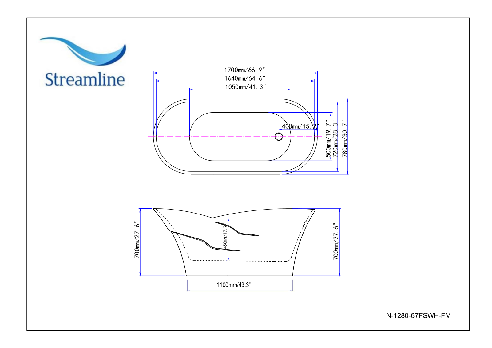 Streamline N128067FSWHFM Specifications