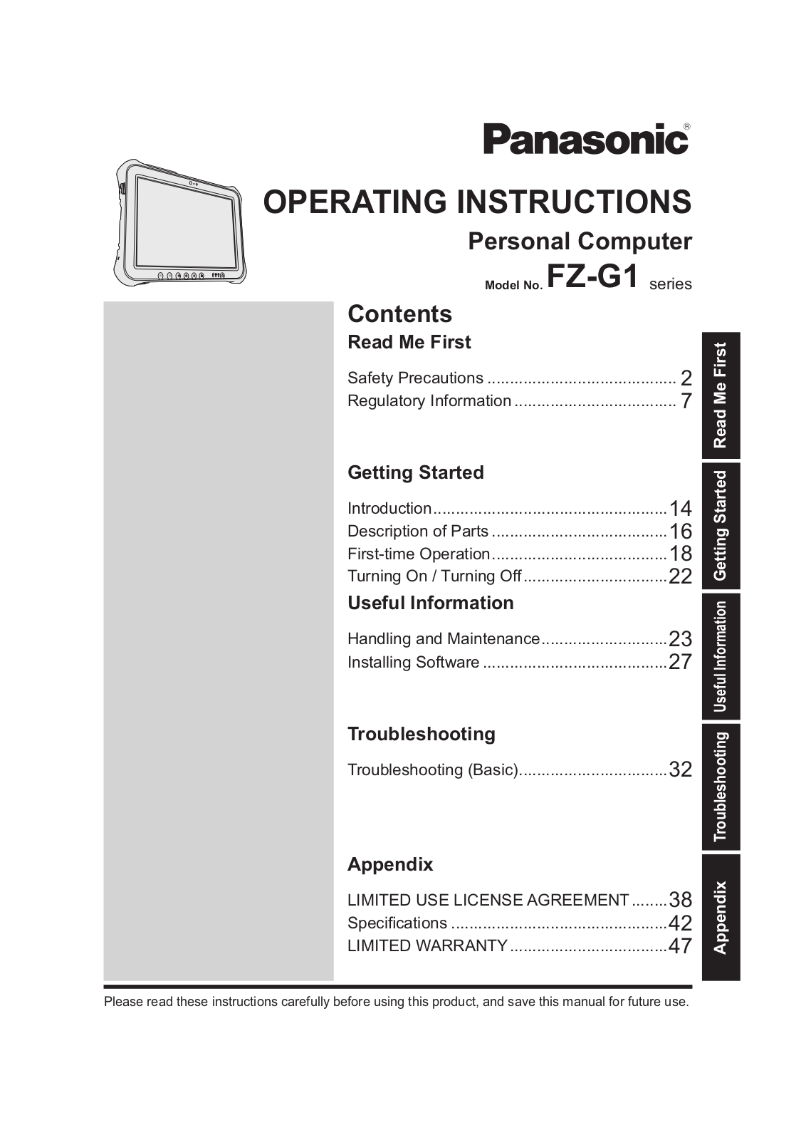 Panasonic 9TGWW12E2, 9TGWW12C2 User Manual