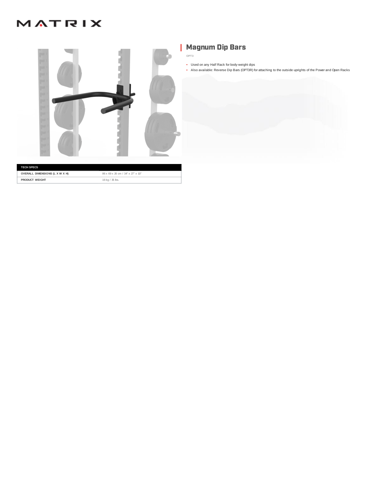 Matrix OPT3 Specification Sheet