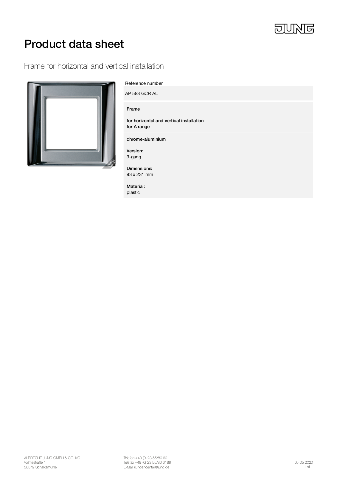 Jung AP 583 GCR AL User Manual