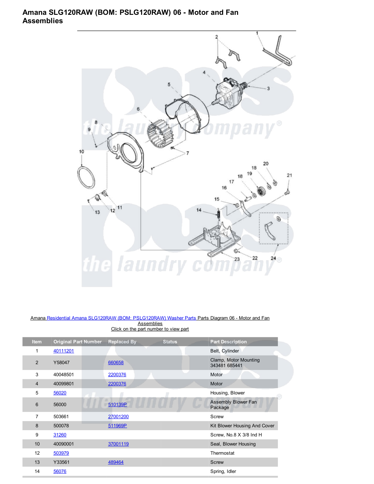 Amana SLG120RAW Parts Diagram