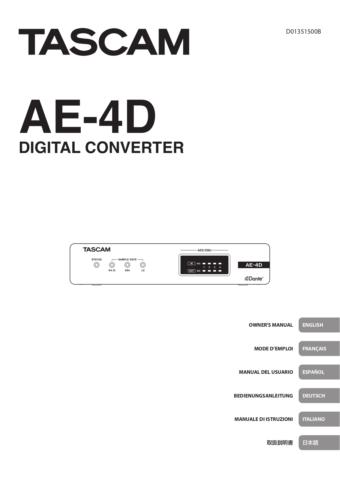 Tascam AE-4D Operation Guide