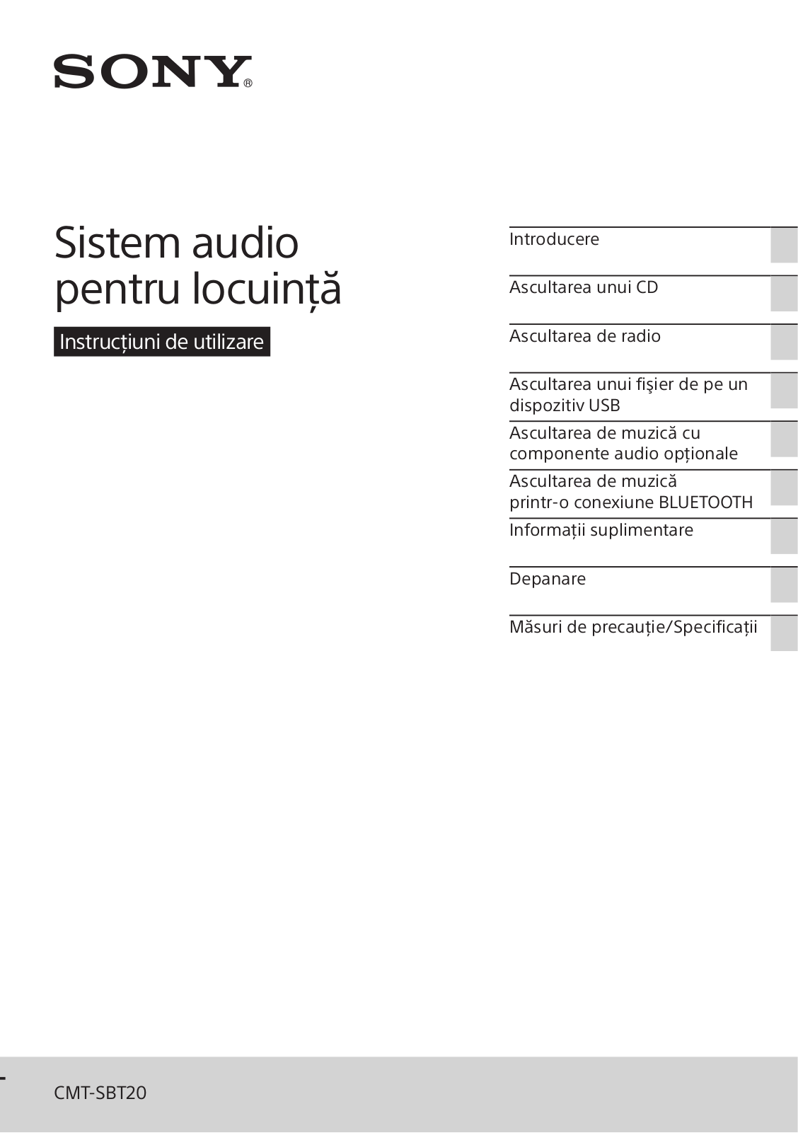 Sony CMT-SBT20 User Manual