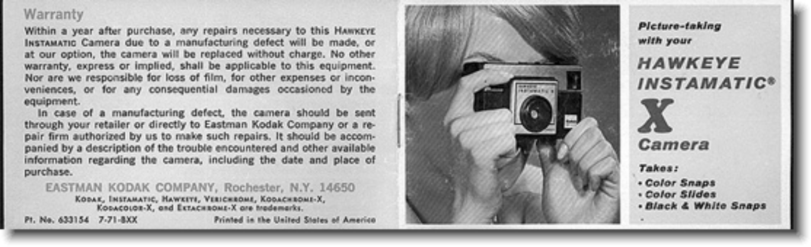 Kodak Hawkeye Instamatic X User's Guide