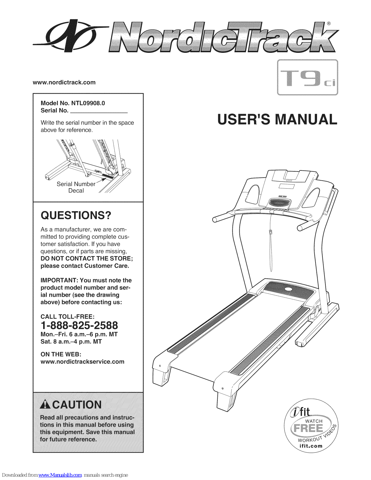 NordicTrack T9ci NTL09908.0, T9ci, NTL09908.0 User Manual - ManualMachine.com