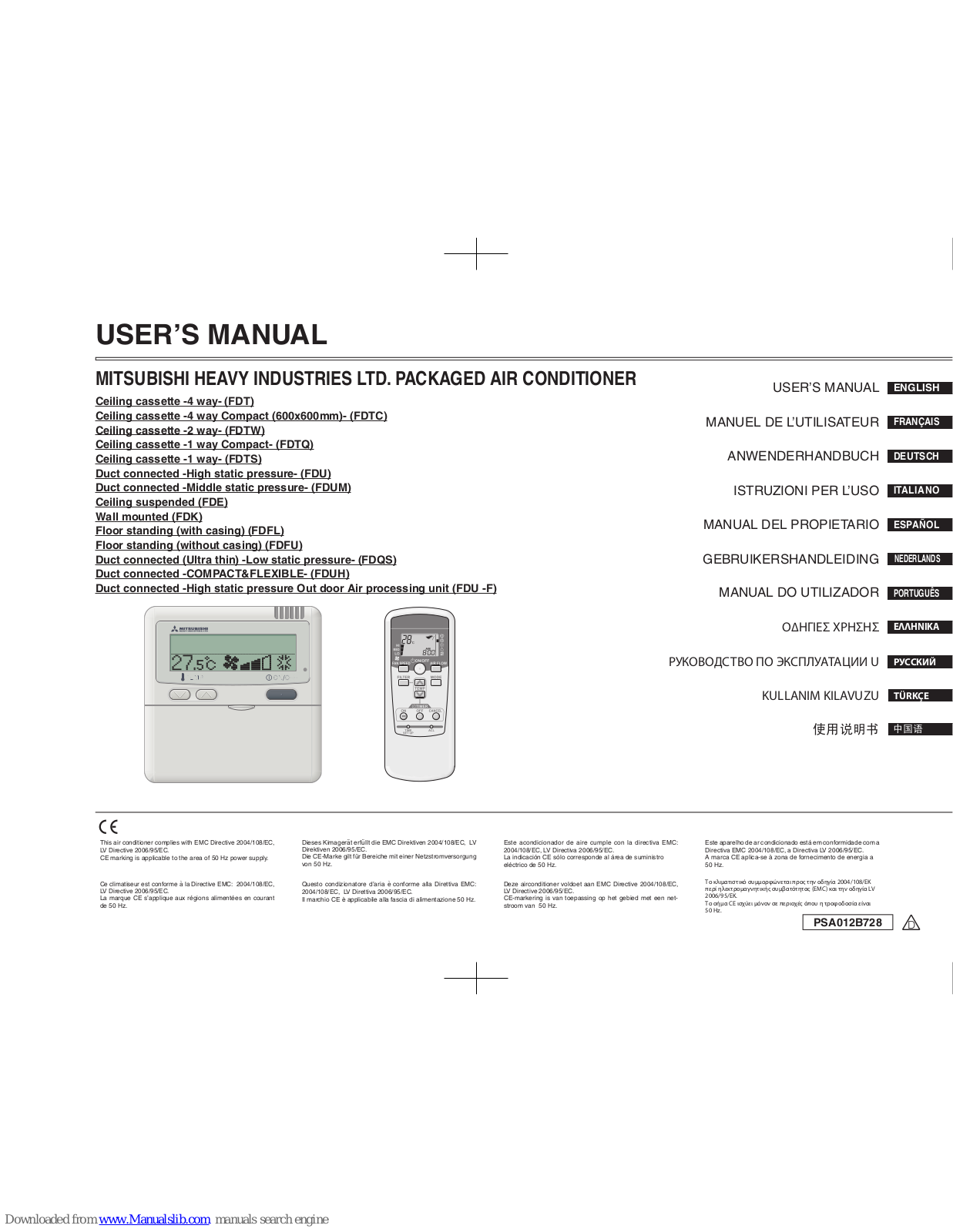 Mitsubishi Heavy Industries FDT, FDU, FDTC, FDUM, FDE User Manual