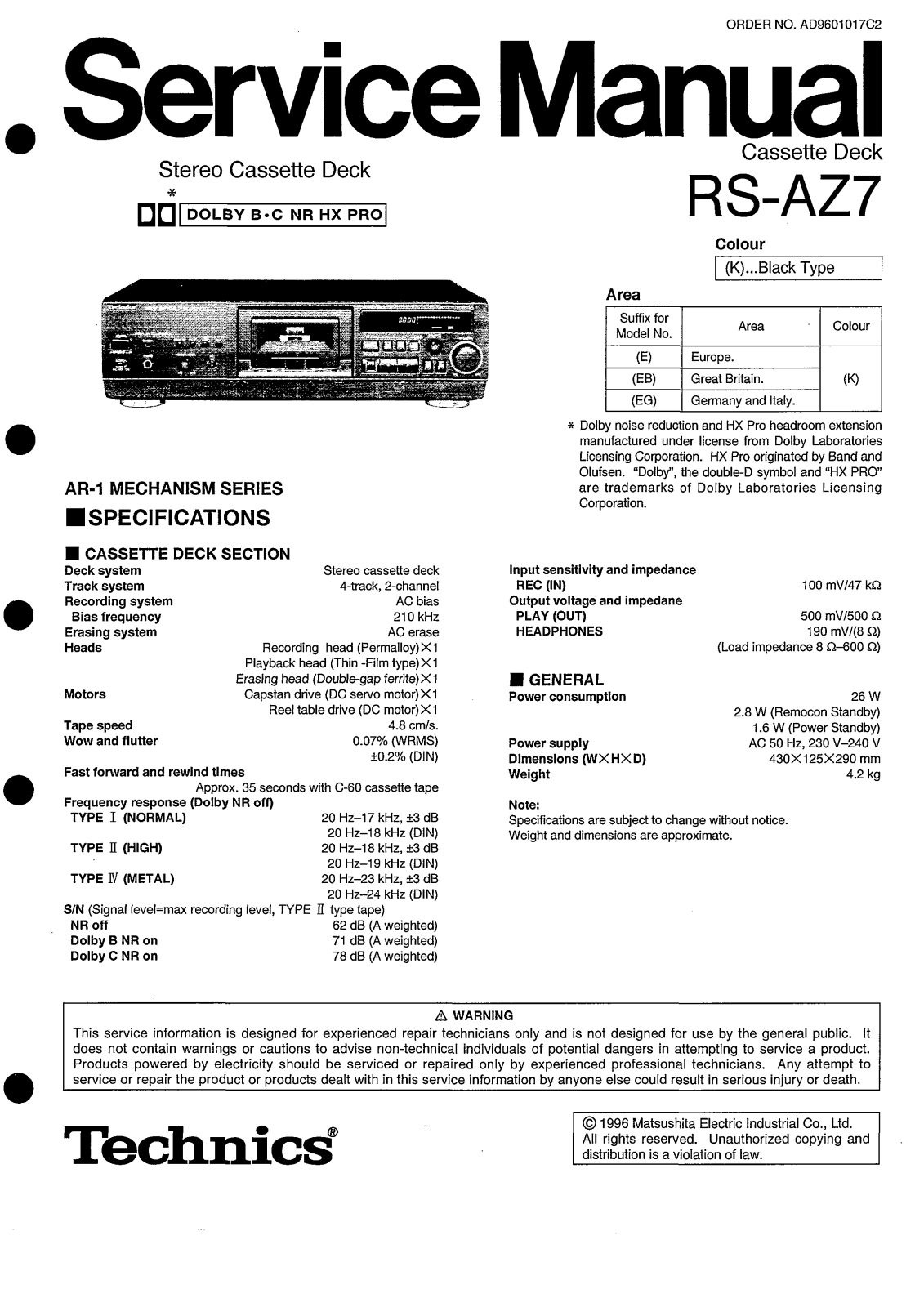 Technics RSAZ-7 Service manual