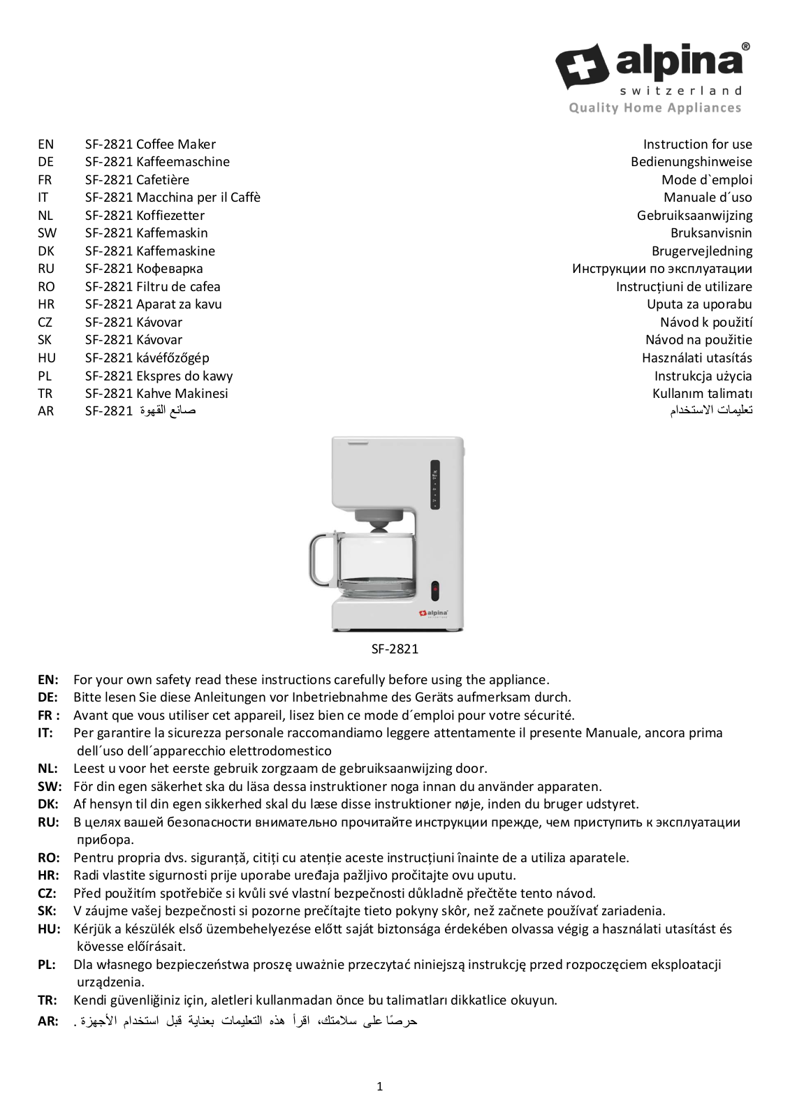 Alpina SF-2821 User Manual