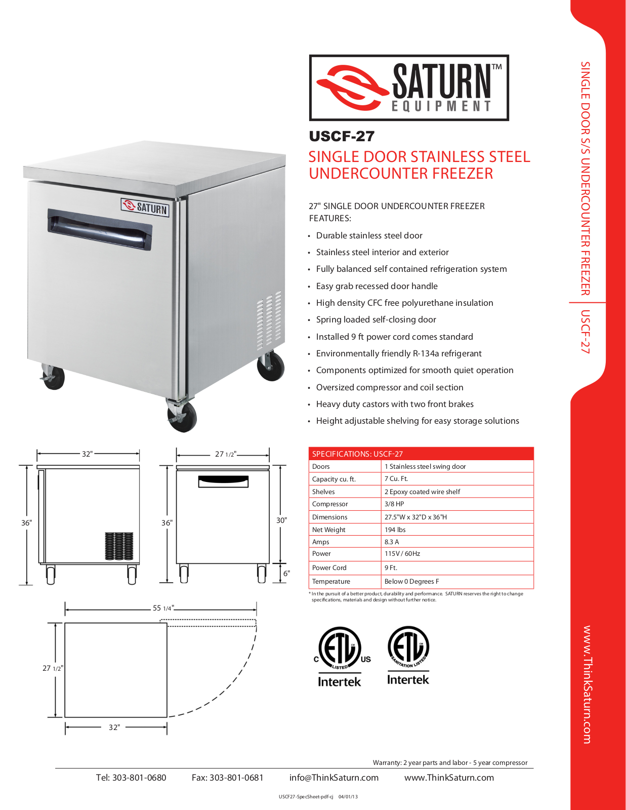 Saturn Equipment USCF-27 User Manual