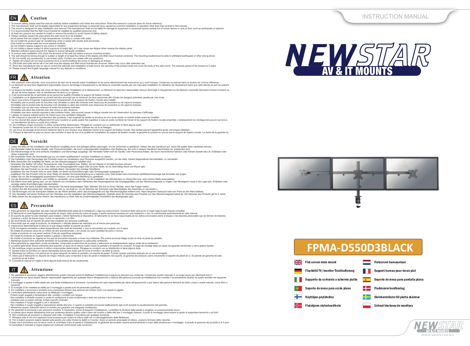 NewStar FPMA-D550D3BLACK User Manual