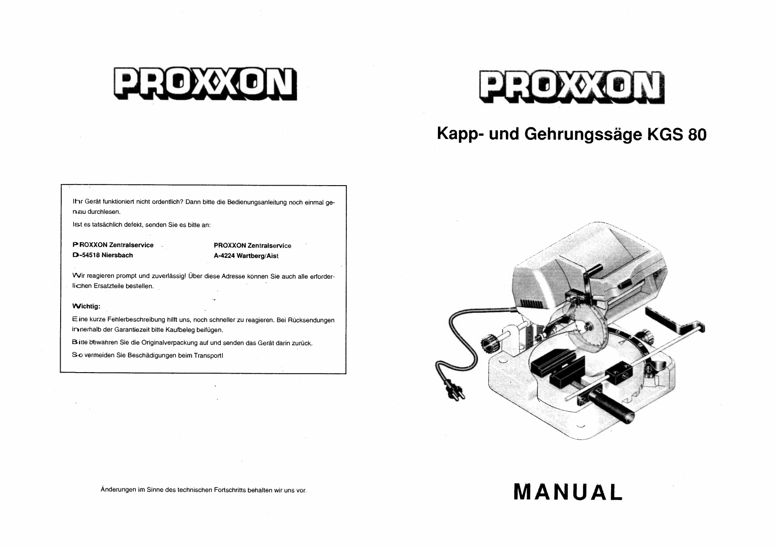 Proxxon KSG80 User guide