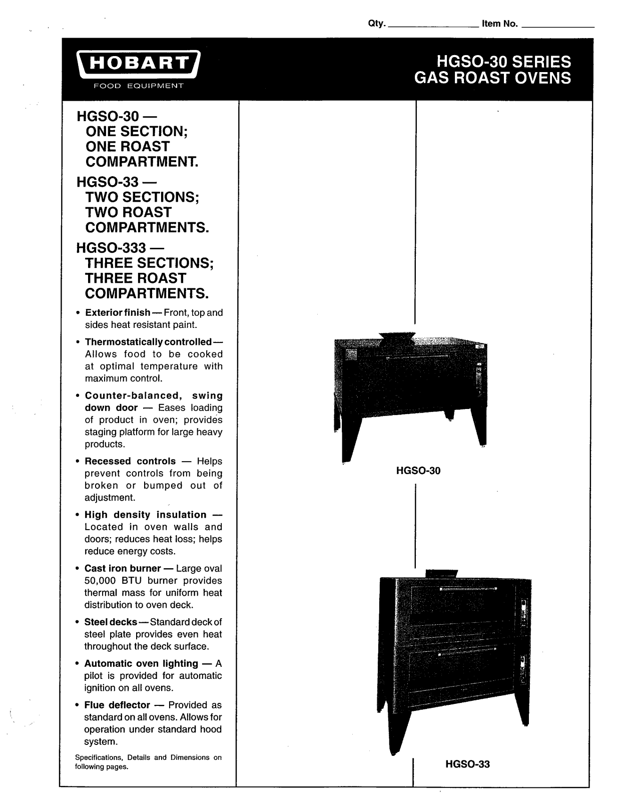 Hobart HGSO-30 User Manual