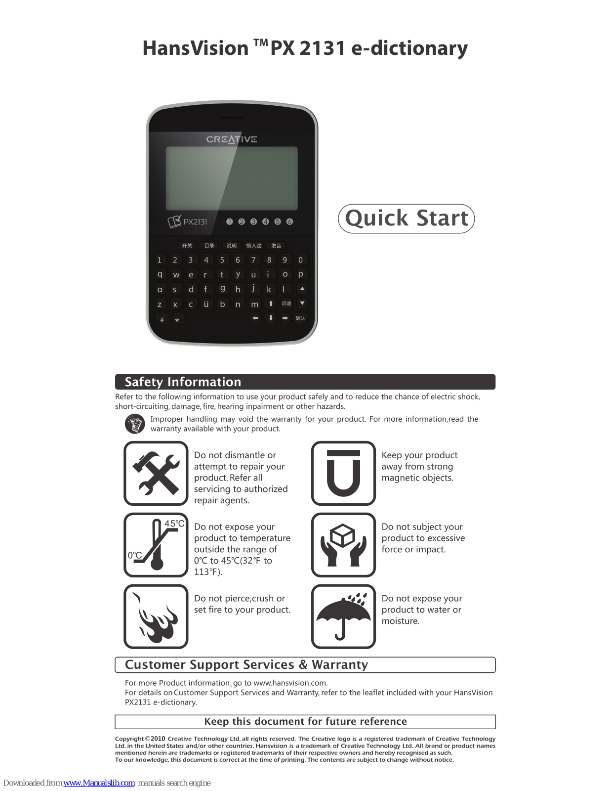 HansVision M PX 2131 Quick Start Manual