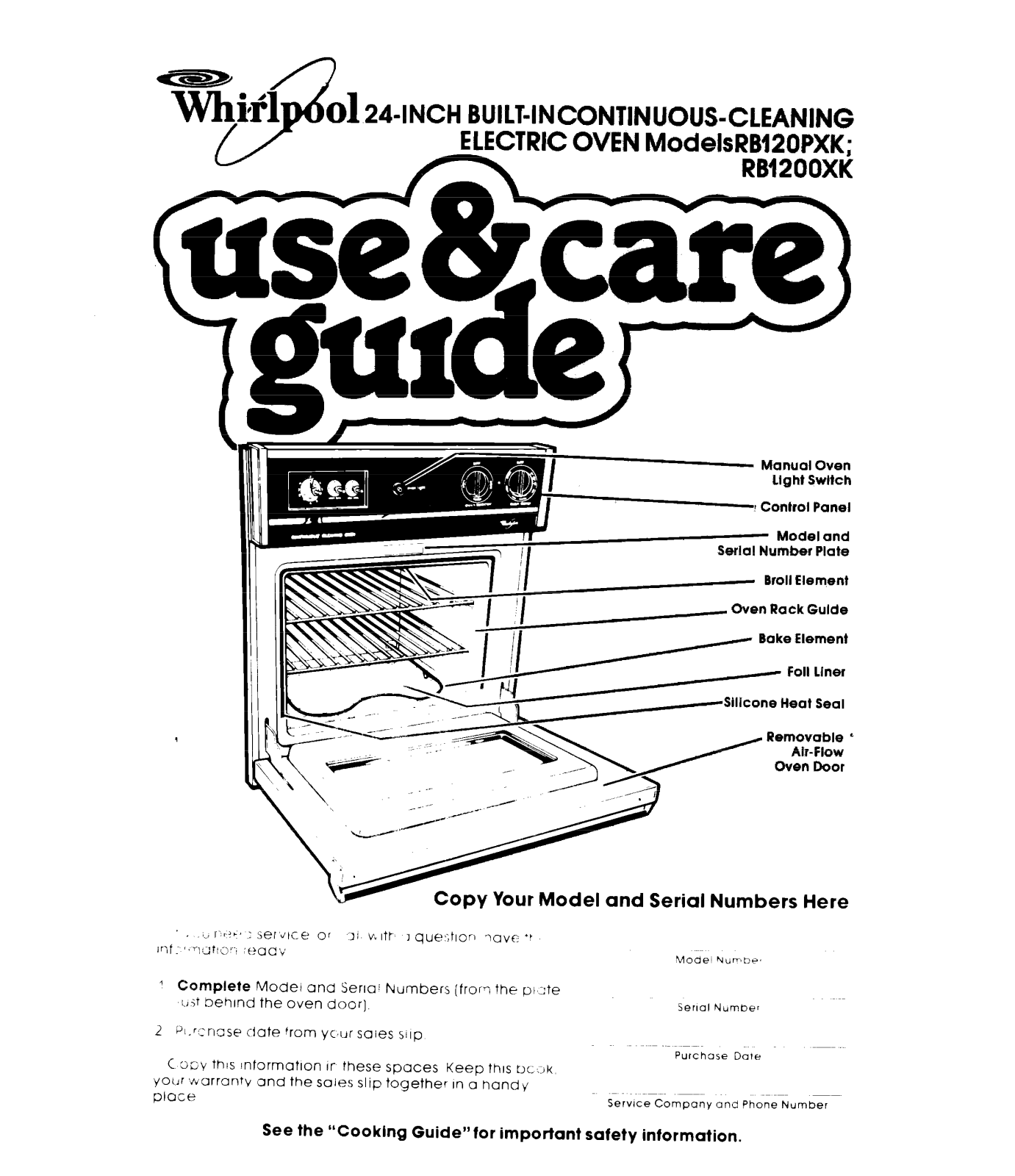 Whirlpool RB120PXK, RB1200XK User Manual