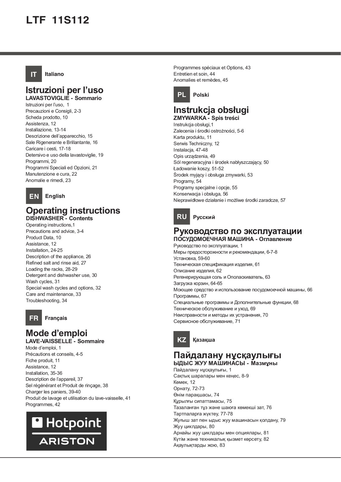 Hotpoint-ariston LTF 11S112 L User Manual