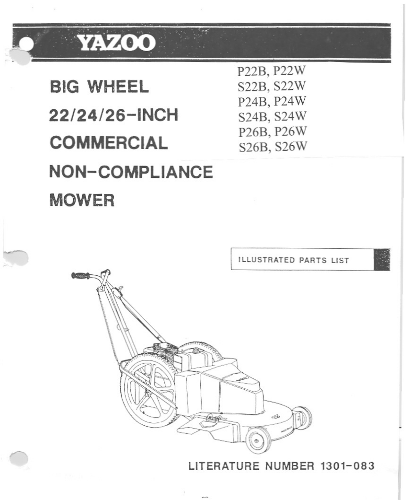 Yazoo/Kees P22B, P22W, P24B, P24W, P26W User Manual