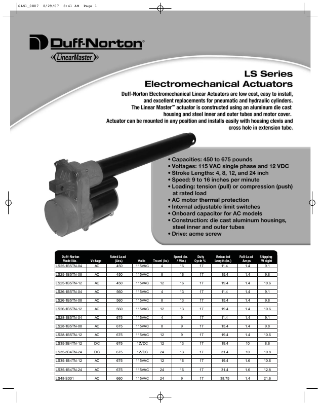 DuffNorton LS Series User Manual