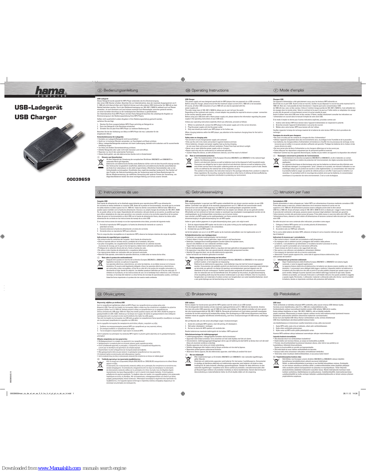 Hama 39659 Operating Instructions Manual - ManualMachine.com