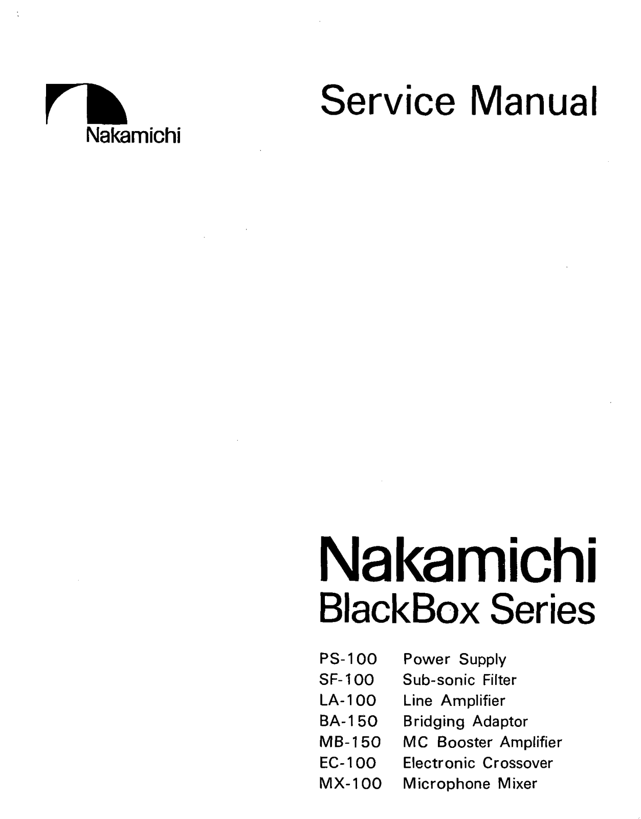 Nakamichi BlackBox Service manual