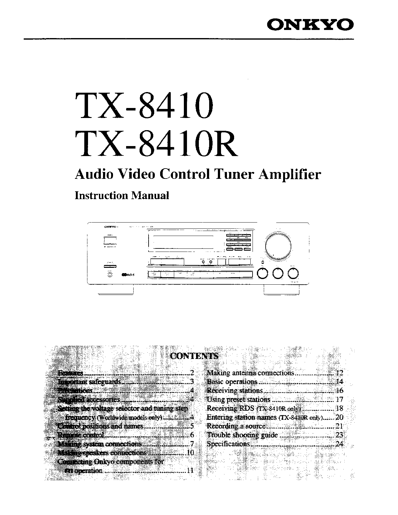 Onkyo TX-8410, TX-8410R Instruction Manual