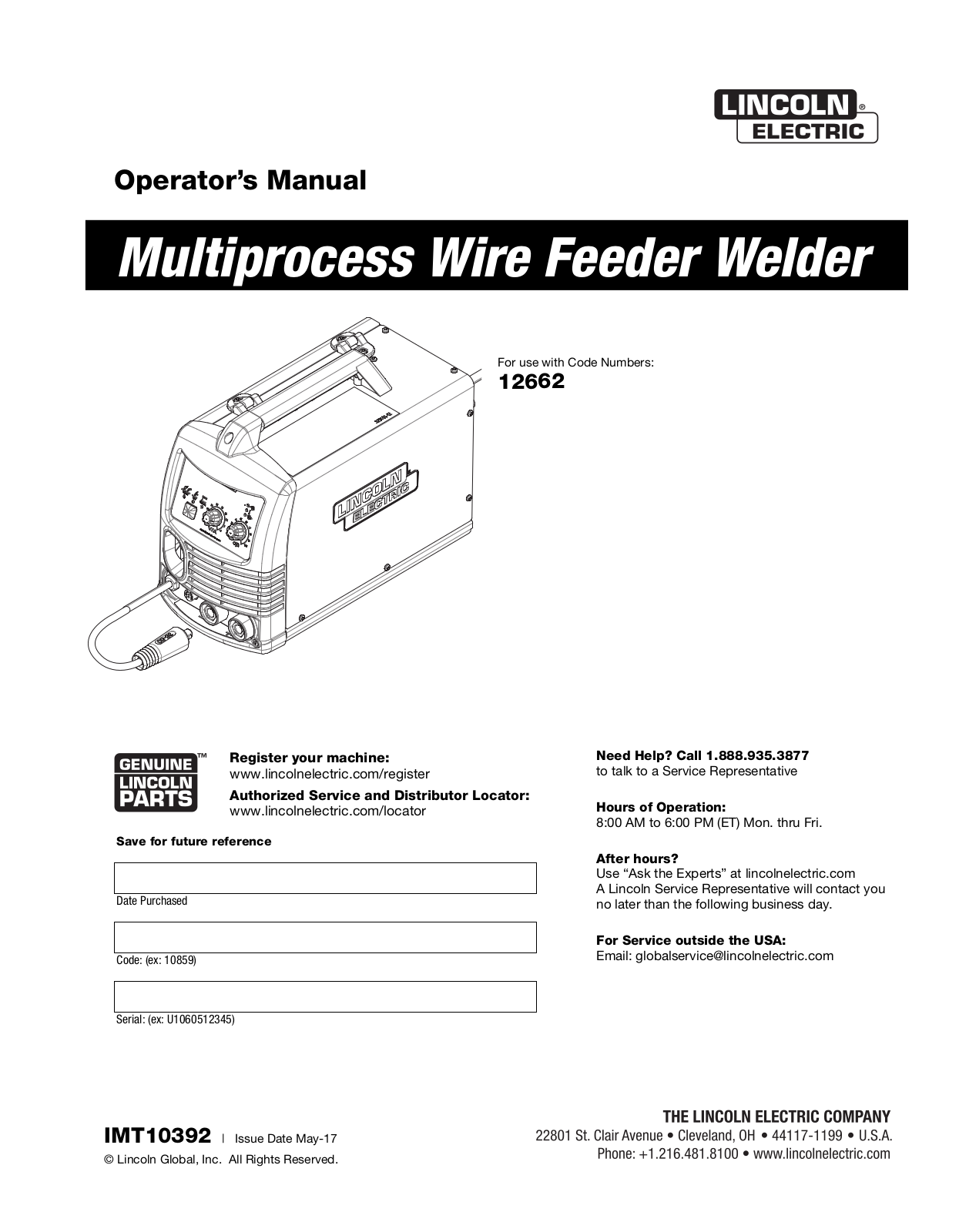 Lincoln Electric 12662, Multiprocess Series Operator's Manual