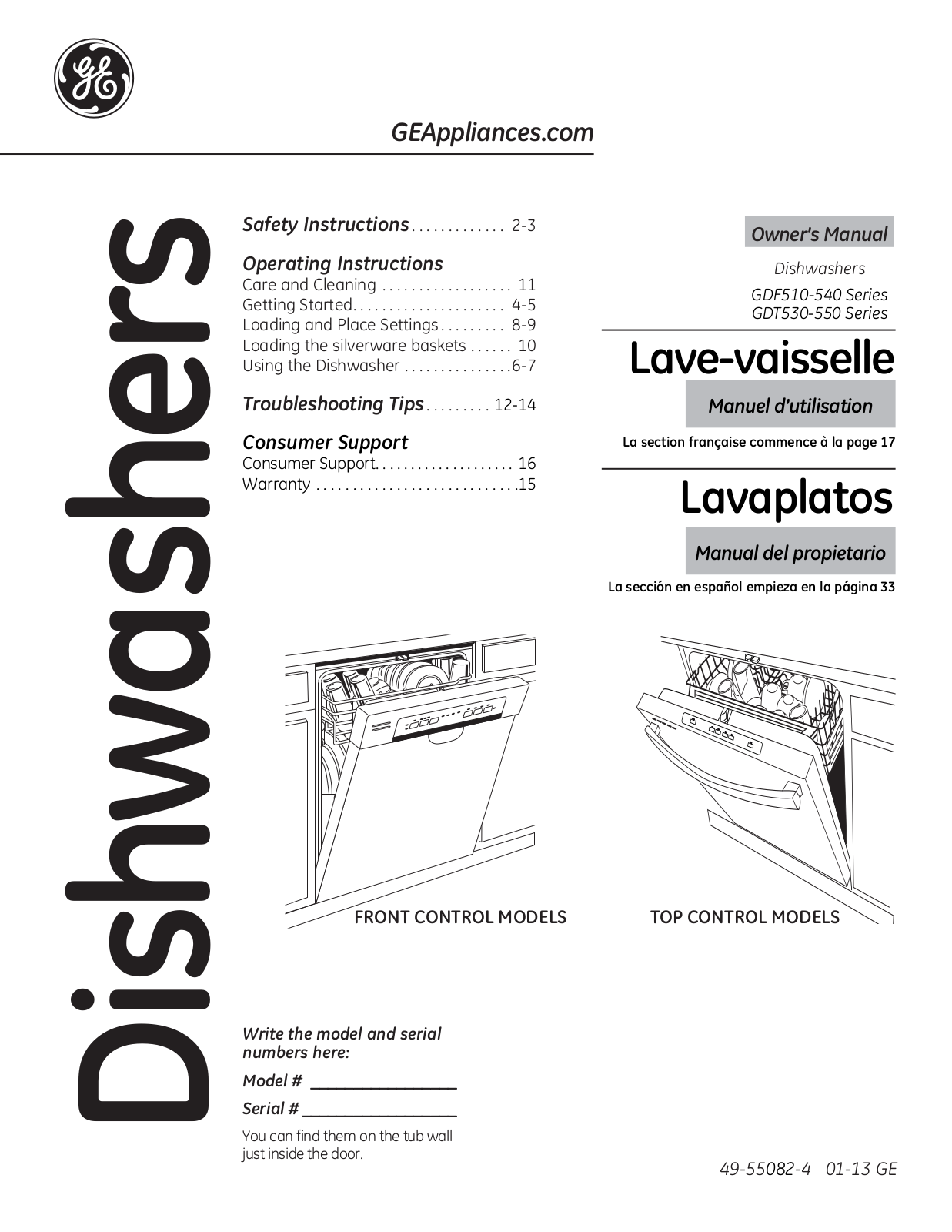 GE GDF530, GDF510, GDF550, GDF540 User Manual