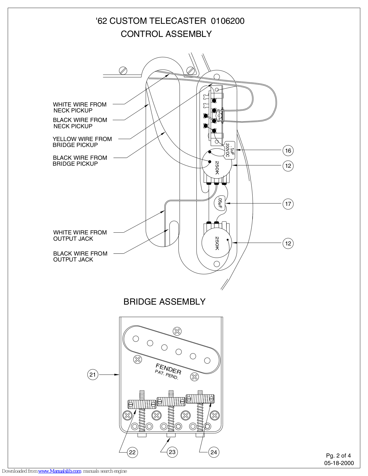 Fender 62 Custom Telecaster, '62 CUSTOM TELECASTER 0106200 Assembly