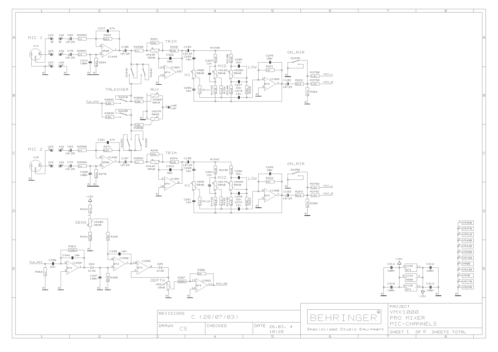 Behringer VMX-1000 Schematic