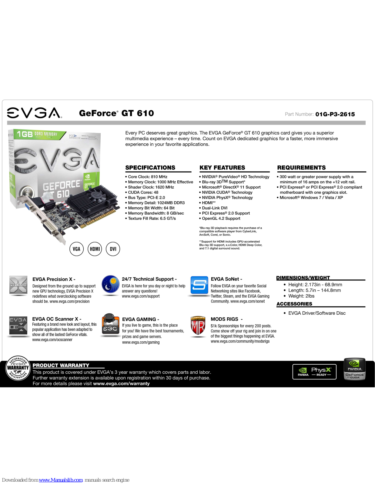 EVGA GeForce GT 610 Specifications - ManualMachine.com