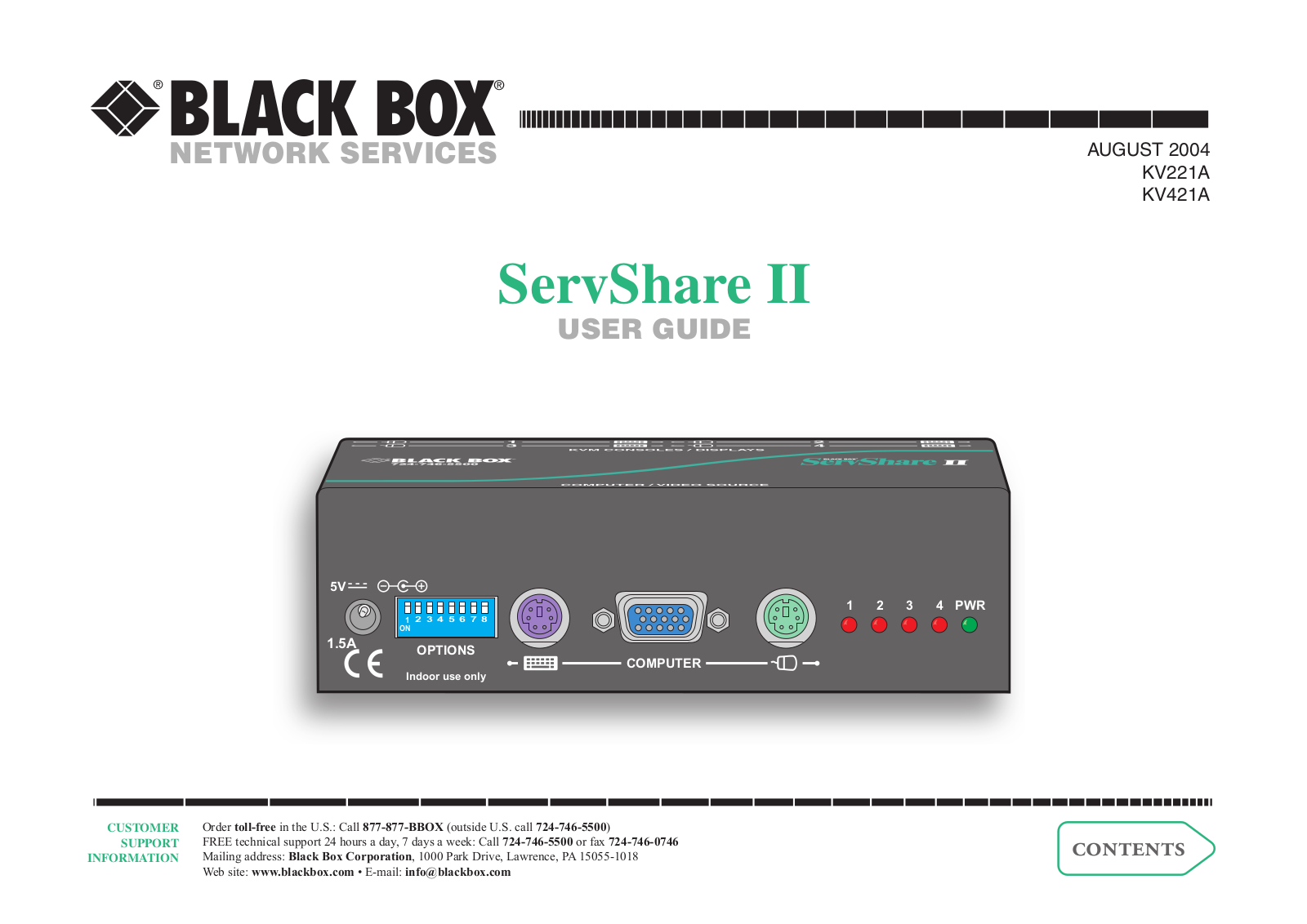 Black Box KV421A, KV221A User Manual