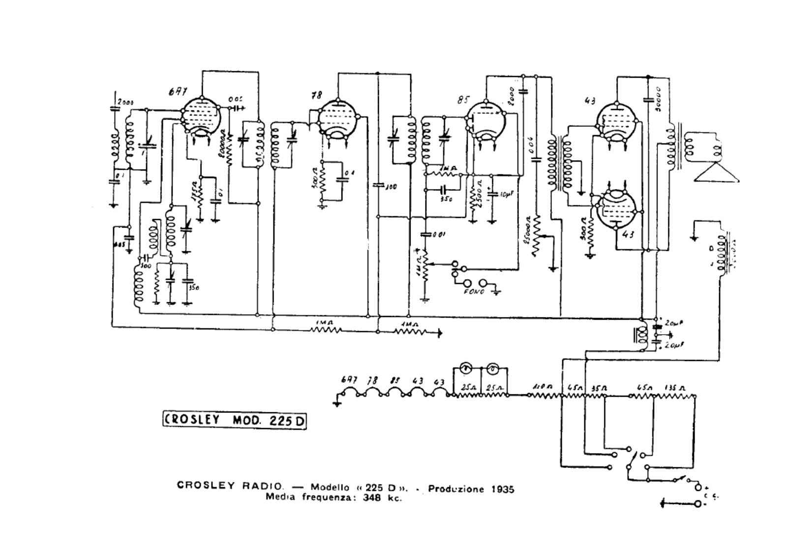 Siare Crosley 225d schematic