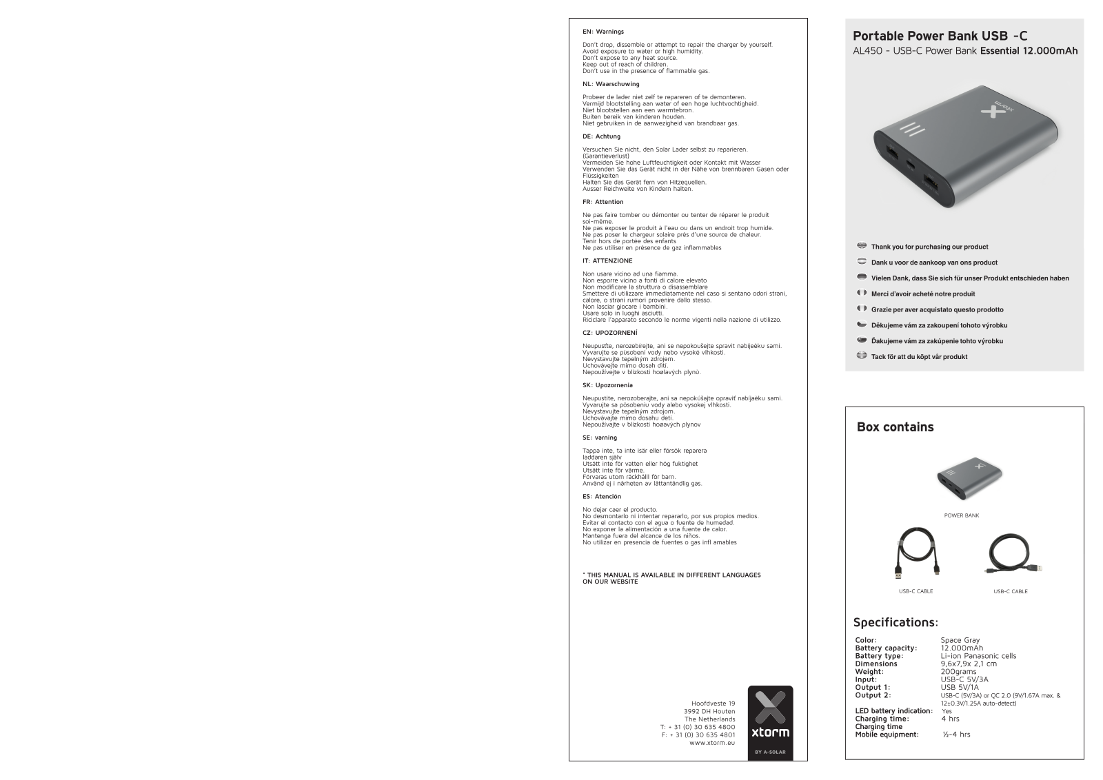 Xtorm by A-Solar AL450 Data Sheet - ManualMachine.com
