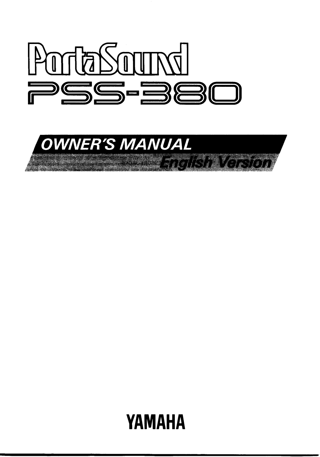 Yamaha PSS-380, PSS380E User Manual