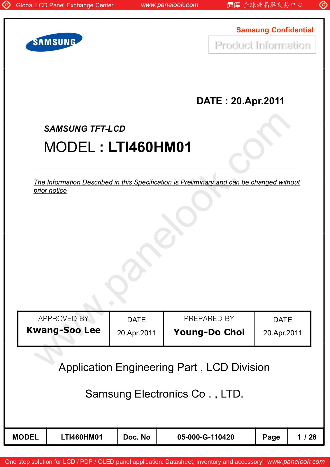 SAMSUNG LTI460HM01 Specification