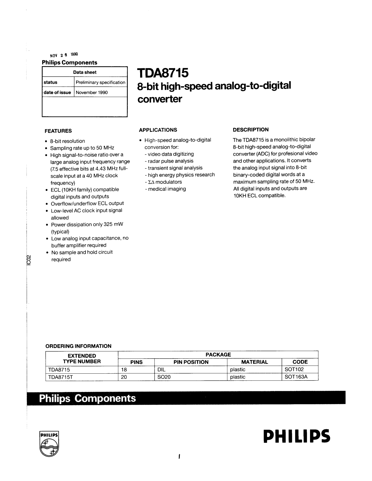 Philips TDA8715T, TDA8715 Datasheet