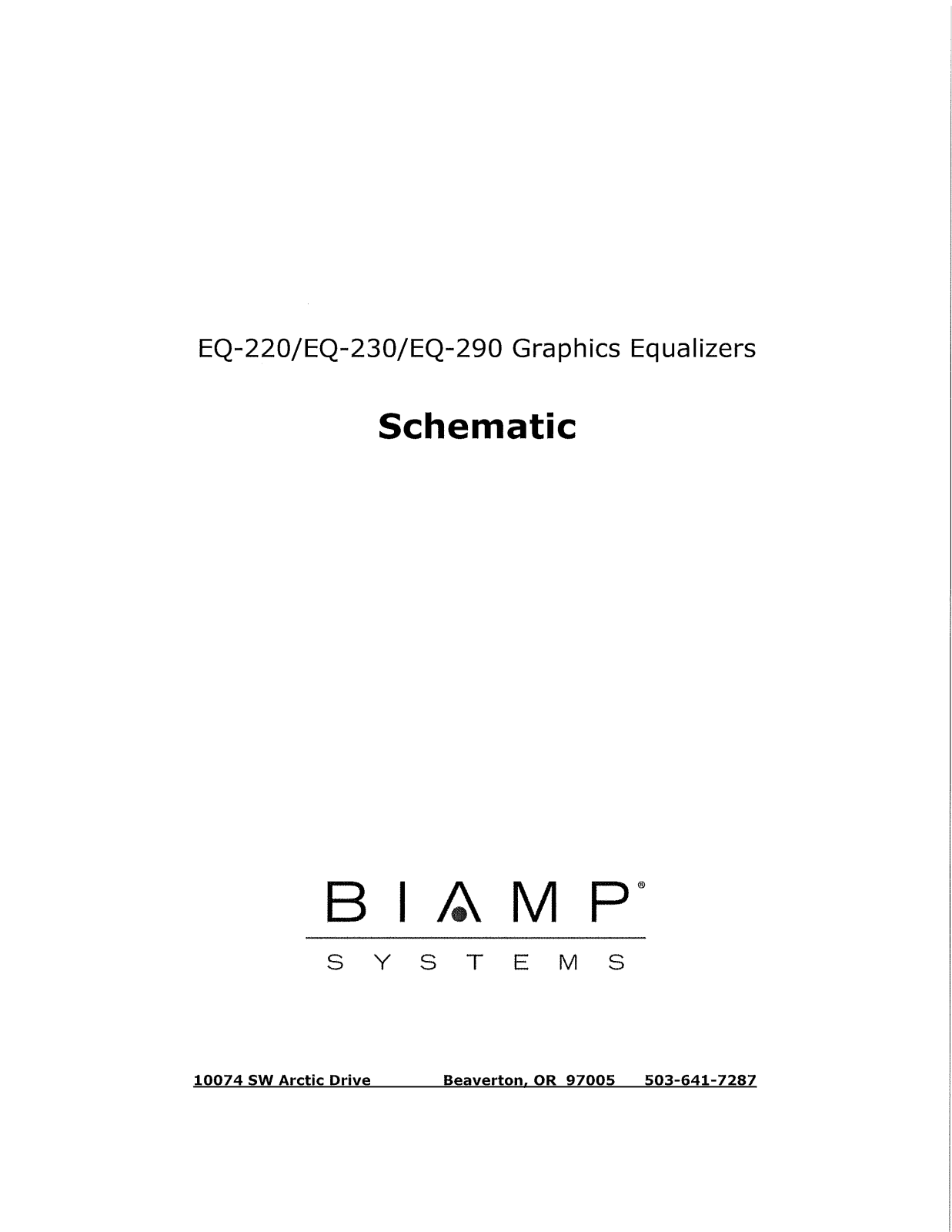 Biamp EQ-220, EQ-230, EQ-290 User Manual